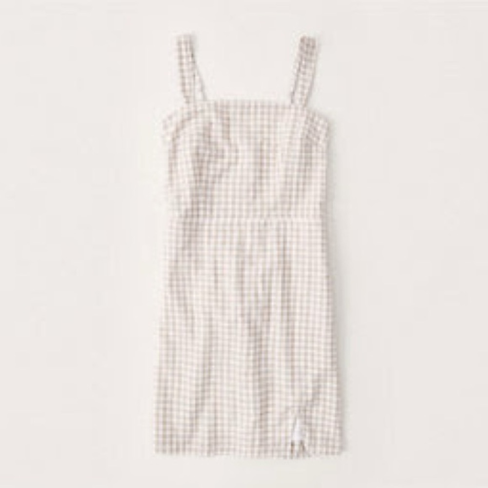 Abercrombie & Fitch Beige and White Gingham Mini Dress